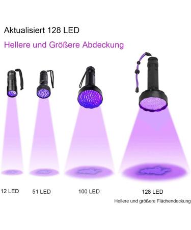 128 LEDs UV Flashlight with Protective Glasses - 395nm UV Light for Detecting Scorpions Pet Urine & Counterfeit Money - Buy Online on GoSupps.com
