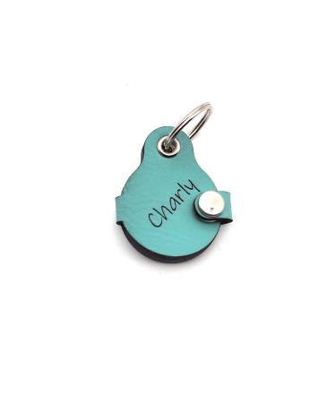 Copter farm dog brand bag for dogs on the collar |With engraving push button |Art leather real leather |Dog brand |Individually engraved on both sides (turquoise pear) turquoise pear