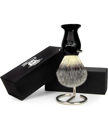 Premium Synthetic Hair Razor Brush with Black Handpiece & Stand - Perfect Gift for Brothers! - Buy Online on GoSupps.com