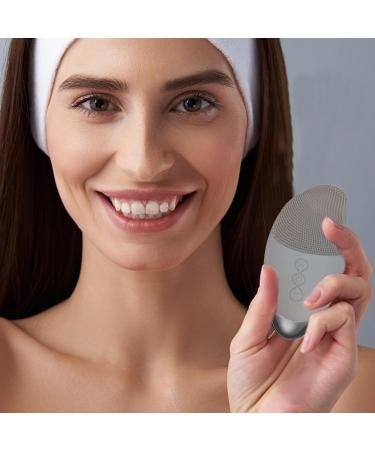 Facial Cleansing Brush Face Scrubber | Soft Silicone Electric Exfoliator - Vibrating Waterproof Rechargeable Simple Skin Care Tools for Enhances Absorption of Facial Skin Care Products Gray (English) - Buy Online on GoSupps.com
