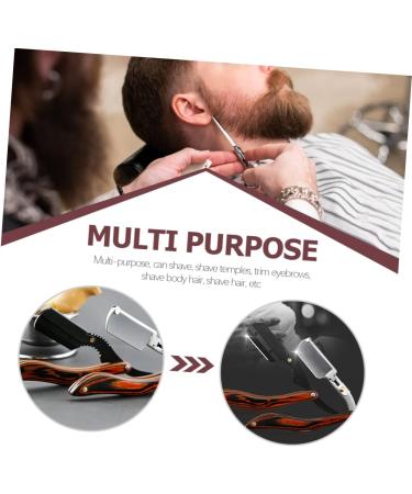 Beavorty Stainless Steel Manual Razor for Men - Wooden Handle & Facial Hair Scissors - Premium Shaving Tool for Smooth Face - Compact Design (16x3.5x1.2cm) - Buy Online on GoSupps.com