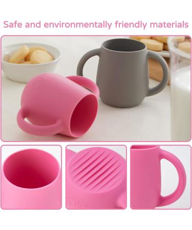 Silikong Tiny Cups (2 oz) for Toddlers - 100% Food-Grade Silicone | Baby Led Weaning Tools - 2 Pack (Pink/Gray) - Buy Online on GoSupps.com
