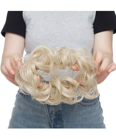 Ash Blonde Mix Bleach Blonde Messy Updo Hairpiece Scrunchie Extension - Buy Online on GoSupps.com