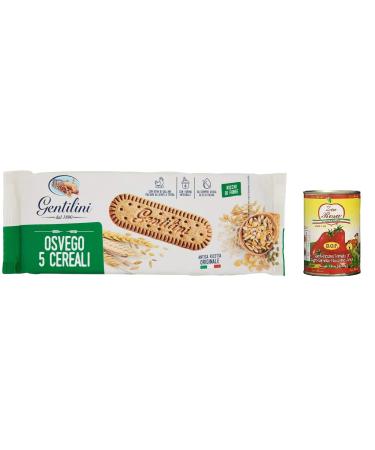 Zia Rosa Gentilini Osvego 5 Cereals Biscuits Rich in Fiber biscuits with 5 cereals rich in fiber 250 g + 400 g Zia Rosa DOP San Marzano Tomato box