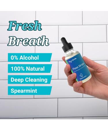 Concentrated Floss Drop Serum - 2oz Natural Mouthwash for Water Flossers | Organic Spearmint for Fresh Breath & Oral Health - Buy Online on GoSupps.com
