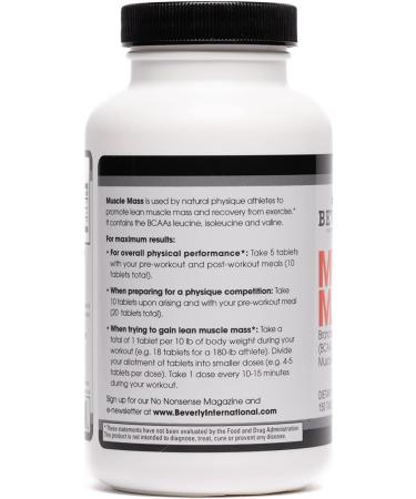 Buy Beverly International Muscle Mass - 150 Tablets | BCAA for Lean Muscle & Recovery | 2.5:1:1 Ratio - Free Shipping Worldwide - Buy Online on GoSupps.com