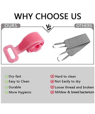 Silicone Dual Sided Back Scrubber for Shower - Pink Silicone Body Washer - Buy Online on GoSupps.com