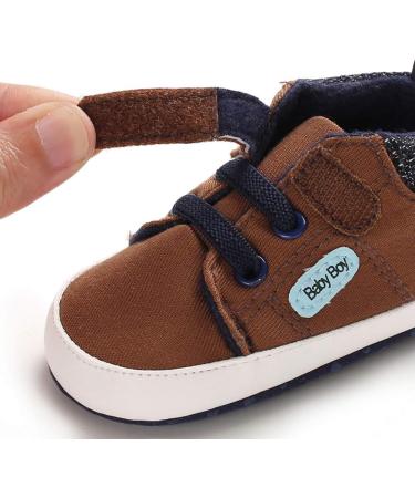 MASOCIO Baby Boy First Walking Shoes | Soft Sole Anti-Slip Prewalker 12-18 Months | Brown Infant Toddler Trainer - Buy Online on GoSupps.com