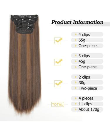 YDDM 20-Inch Clip-In Hair Extensions - Smooth Realistic Synthetic Hair 4pcs Affordable & Easy to Use Perfect for Women - Color 8H27# - Buy Online on GoSupps.com