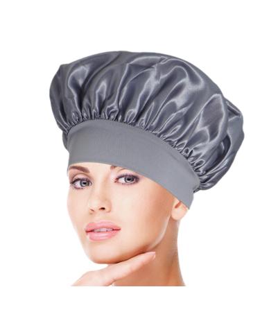 Satin Hair Towel Satin Hair Drying Towel Luxury Anti-Frizz Satin Towel Satin Hair Towel for Women Anti-Frizz Satin Towel Protective Hair Turban Wrap for Most Hair Types Silver