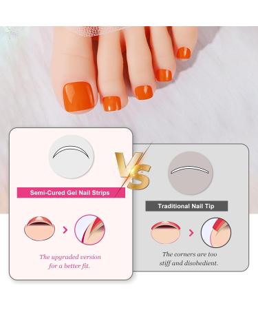 Buy Ceboic Half-Hardened Gel Nail Foils - 26 Self-Adhesive Orange Pedicure Wraps | UV/LED Nail Polish Stripes for Perfect Toes - Buy Online on GoSupps.com