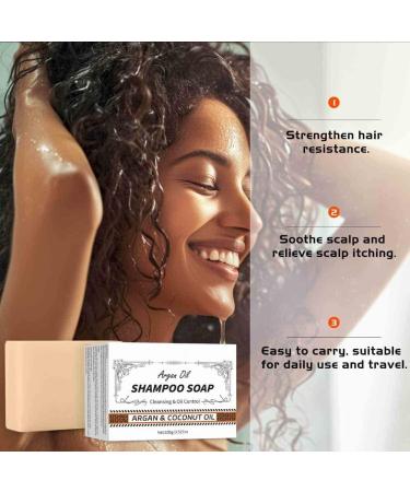 2PCS Argan Oil Shampoo Bar Strengthen Hair Gentle Cleansing Smooths Frizz Shampoo Bar Refreshing Oil Control Hair Treatment - Buy Online on GoSupps.com