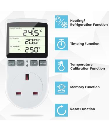 Doright Digital Temperature Controller LCD Screen Thermostat UK Plug - Ideal for Greenhouse, Farm, Terrarium, Reptile - 250V/13A - Buy Online on GoSupps.com