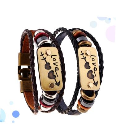 ABOOFAN 2pcs adjustable bracelet Leather Wrist Cuff Woven Wrist Cuff bracelet bracelets beaded mens beaded bracelet leather bracelet wrap Cords Bracelets student stackable birthday present 20X2cmx2pcs As Shownx2pcs - Buy Online on GoSupps.com