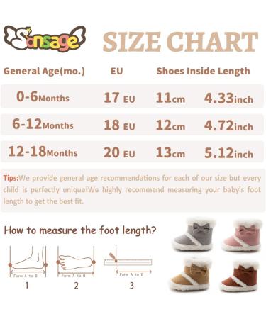Sonsage Infant Baby Snow Boots | Soft Anti-Skid Sole Winter Booties | 6-12 Months | Grey - Buy Online on GoSupps.com
