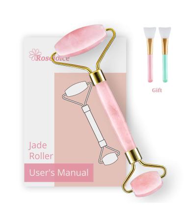 Rosejoice Pink Rose Quartz Jade Roller for Face - Handcrafted Facial Massager for Anti-Aging Skincare - Buy Online on GoSupps.com