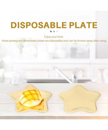 korvre 30Pcs Star Shaped Paper Plates Gold Disposable Plate Pentagram Dinnerware Plate for Tableware Supplies Gold - Buy Online on GoSupps.com