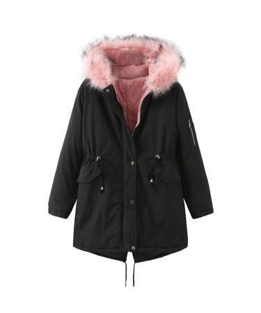 Hanxiulin fleece jacket plush jacket cuddly jacket ladies hoodie hooded sweater long -sleeved winter coat jacket hooded tops synthetic fur light quilted jacket bak2 xl