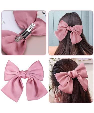 1 Psc Pink Bow Hair Clips Satin Vintage Solid Color Bowknot French Barrette Hair Bows for Girls for Hair Clip and Accessories for Women Girls Hair Barrettes Scrunchies Accessories - Buy Online on GoSupps.com