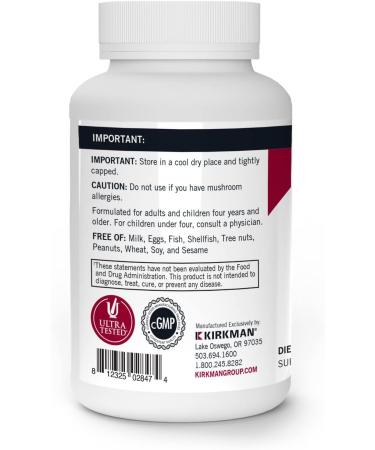 Kirkman - Mushroom Energy & Endurance - 120 Capsules - Promotes Sustained Cellular Energy Production - Hypoallergenic - Hypoallergenic - Buy Online on GoSupps.com