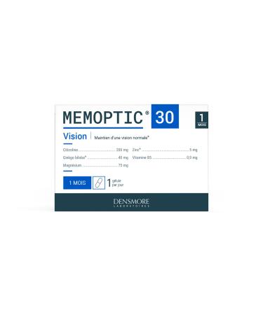 Densmore - MEMOPTIC Memory and Vision Food Supplement based on Citicoline - Ginkgo biloba Magnesium Vitamin B5 Zinc - 30 tablets - 1 month cure - Made in France