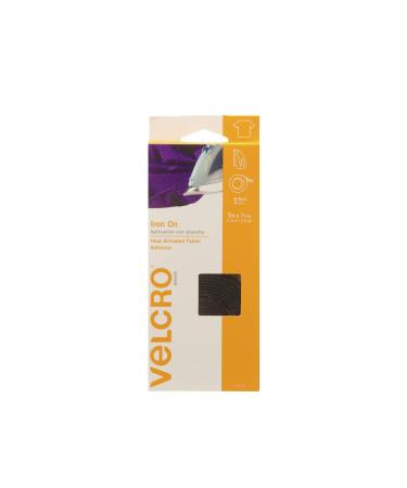 VELCRO Brand for Fabrics | Iron On Tape for Alterations and Hemming | No Sewing or Gluing | Heat Activated for Thicker Fabrics | Cut-to-Length Roll, 5 ft x 3/4 in, Black (91028C) Black 5 ft x 3/4 in Black