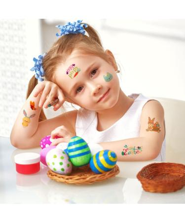 Easter Tattoos for Kids - 66 Pieces, Colorful Bunny Egg Chicken Spring Flowers Butterfly Stickers - Easter Egg Filler, Basket Stuffers, Goodie Bag Fillers - Buy Online on GoSupps.com