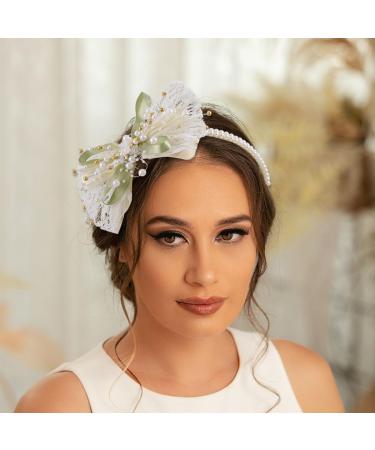IYOU Bow Wedding Headbands Ivory Pearl Bridal Hair Bands Elegant Bridesmaid Bride Hair Accessories for Women and Girls - Buy Online on GoSupps.com