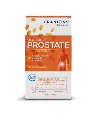 GRANIONS | Prostate | Contributes to the proper functioning of the prostate | Squash Seed Nettle African Plum | Patented and reinforced formula | French brand | 40 Capsules