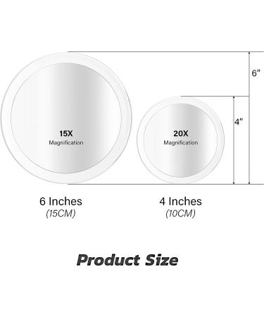 Snowflakes 15X & 20X Magnifying Mirror - Travel Makeup Mirror for Precision Eyeliner, Tweezing, Blackhead & Blemish Removal - 6Inch and 4Inch with Suction Cup - Buy Online on GoSupps.com