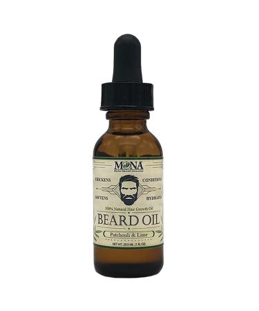 MONA BRANDS Pure Herbal BEARD Oil | 100% Natural Hair growth oil | Thickens  Conditions  Softens  and Hydrates | For Frizz-free Hair while nourishing skin (Patchouli & Lime  1.0 Fl Oz (Pack of 1)) Patchouli & Lime 1 Fl O...