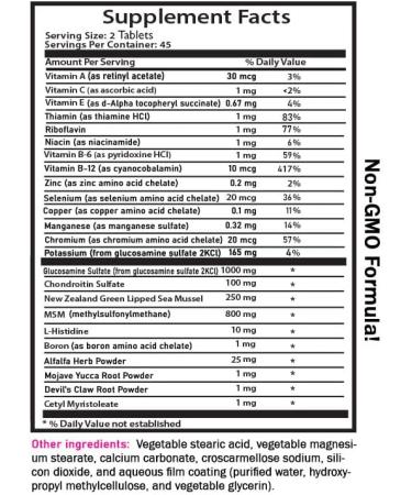 MSM Joint Formula - JOINT SUPPORT COMPLEX - Boron Flexibility Enhancer Chondroitin Sulfate Supplement MSM & Glucosamine Boron Supplement Glucosamine & Chondroitin Supplement 1 Bottle 90 Tablets - Buy Online on GoSupps.com