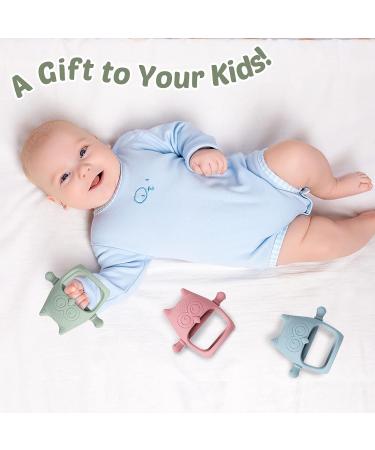 Silicone Baby Teething Toy Set for 3+ Month Infants - Owl Teether Mittens for Anti-Drop Chew and Sucking Needs | 4 Pcs - 4.52 x 3.93 x 2.16 Inch - Buy Online on GoSupps.com