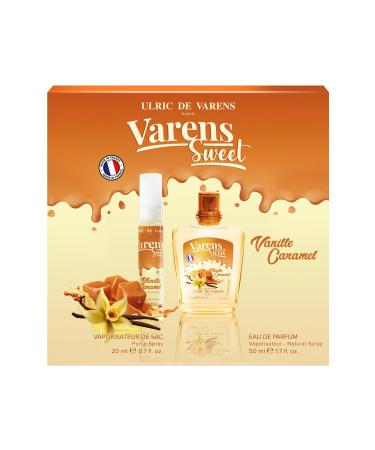 Ulric de Varens VANILLE CARAMEL GIFT SET 1.7 FL OZ Eau De Parfum + 0.7 FL OZ Purse Spray - Delicious Mouthwatering - Notes Of Brown Sugar Toffee & Sugar Syrup - Premium Quality Perfume For Women