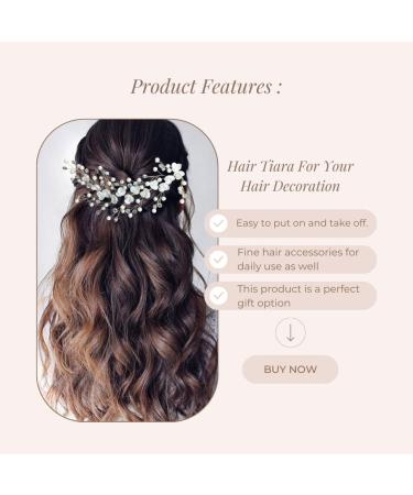 Hair Flare Small White Rose flowers with White stone and Pearls Bridal Hair Pin/Hair Accessories for Women and Girls- 2395 - Buy Online on GoSupps.com