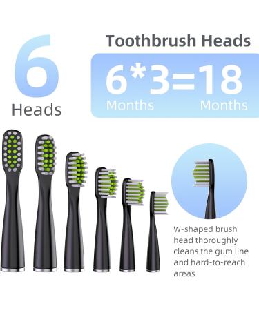 SARMOCARE Electric Toothbrush for Adults & Kids - 40000 VPM 2 Min Timer Waterproof Slim Travel Case & 6 Brush Heads - Rechargeable Sonic Toothbrush - Black - Buy Online on GoSupps.com