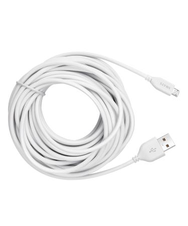 Charger Cable Replacement for Motorola/Owlet/Infant Optics Baby Monitor, Micro USB Charging Cord 13 ft White 1-Pack