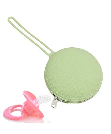 Aibyks Silicone Pacifier Holder - Portable Round Storage Bag for Travel | Zippered Silicone Container for Jewelry & Keys - Green B - Buy Online on GoSupps.com