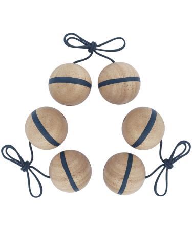 ApudArmis Wooden Ladder Toss Bolas 3 Pack Rubber Wood Tossing Balls Replacement for Ladder Golf Game - Outdoor Lawn Yard Beach Game for Kids Adults Family (Blue Striped)