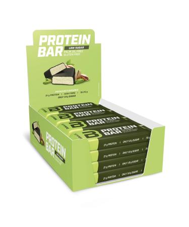 BioTechUSA Protein Bar with high protein content no added sugar with whey protein and collagen 16 * 70 g Pistachio