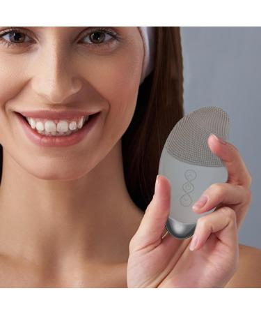 Face Brush Cleanser - Soft Silicone Face Cleansing Brush | Vibrating Waterproof Rechargeable Simple Skin Care Tools for Enhances Absorption of Facial Skin Care Products Gray (English) - Buy Online on GoSupps.com