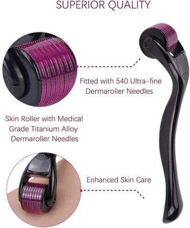 540 Titanium Microneedle Derma Roller Skin Care for Face Facial Wrinkles Hair Loss Stretch Marks Hair Regrowth Micro Needles Professional Microneedling Derma Needling Kit with Case (2.0 mm) - Buy Online on GoSupps.com