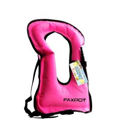 Faxpot Snorkel Vest, Adults Portable Kayaking Buoyancy Inflatable Swim Vest Jackets, Diving Surfing Adjustable Snorkeling Vest Swimming Jacket for Outdoor Water Sports Fun Safety Pink