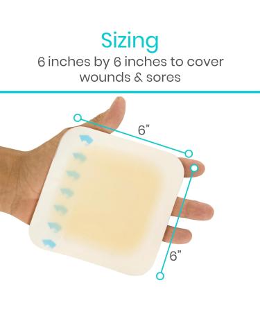 ViveCare Hydrocolloid Bandages 6x6 | Large Sterile Hydrocolloid Dressings for Blisters Burns & Bed Sores | Waterproof 5 Pack - Buy Online on GoSupps.com