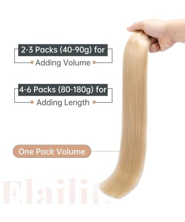 Elailite Invisible Tape-In Extensions - Real Remy Human Hair 20pcs 35cm #24 Natural Blonde - Premium Quality Hair Extensions - Buy Online on GoSupps.com