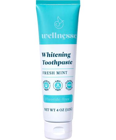 Wellnesse: Whitening Toothpaste - Fresh Mint - 1 Tube, 4 oz - Clean Teeth, Soothe Gums and Freshen Breath - Cruelty-Free, Non-GMO - No Parabens, Sulfates, Glycerin, or Fluoride