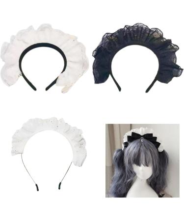Delicate Cosplay Maid Headbands Japanese Style Pleated Lace Hair Hoop Halloween Party Costume Headpieces for Women Girl - Buy Online on GoSupps.com