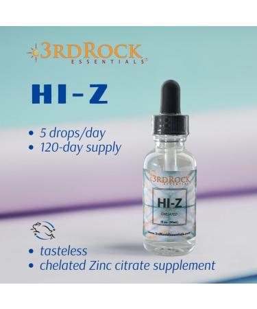 HI Z Chelated Zinc Supplement for Immune Support - 120 Day Supply | Liquid Zinc Citrate for Kids & Adults | Skin Care, Vegan & Non-GMO - 120 Servings - Buy Online on GoSupps.com