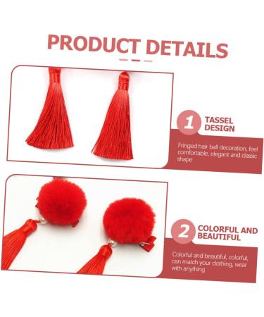 Beaupretty 6 Pairs Tassel Hair Ball Hair Clip Girl Hair Accessories Clips for Hair Chinese Tassel Hairpin Hair Styling Accessories Red Princess Child Issue Card Artificial Fur - Buy Online on GoSupps.com