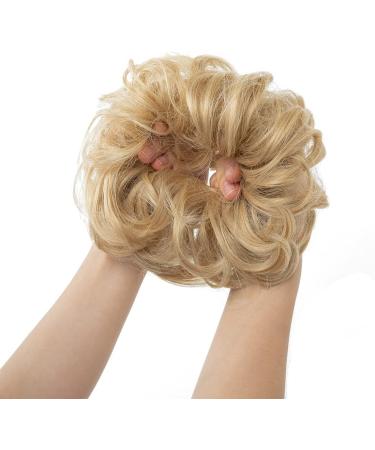 2-Piece Blonde Messy Hair Bun Extensions for Women and Girls - Curly Wavy Hair Scrunchies - Easy Updo Chignons - Synthetic Donut Hair Pieces - 24 - Buy Online on GoSupps.com